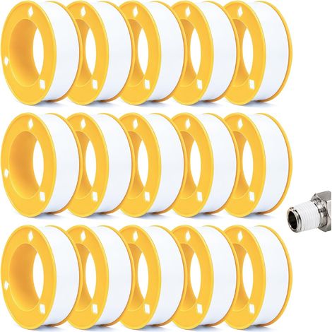 15 PCS Rouleaux de ruban D'étanchéité 15 mm × 10 m, Ruban PTFE pour Joints de Tuyaux, Étanchéité Filetage Plomberie, Anti Fuite Eau et Gaz pour Cuisine Salle de Bain (1/5)