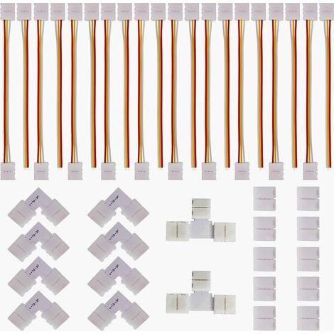 3 Pin Connecteur LED Bande Flexible Câble Adaptateur Jumper, Forme de L & T Raccord d'angle, Forme de 10mm LED Bande de Connecteur pour Bande Lumineuse WS2811 et WS2812b (1/5)