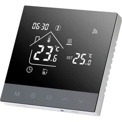 Termostato inteligente WiFi programable TS4Gwifi-EP de 16 A para calefacción eléctrica con pantalla táctil LCD, compatible con Alexa y Google Assistant, control por voz.