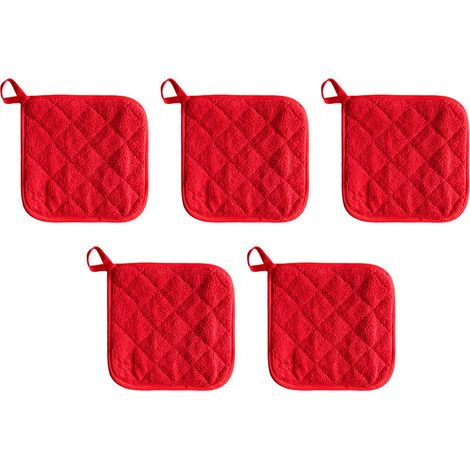 Lot de 5 maniques isolantes, gants de cuisine et dessous de plat - Rouge