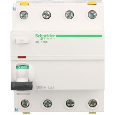 Interruptor diferencial de 4 polos, 100 A, 0,3 A, tipo AC iID A9Z14491
