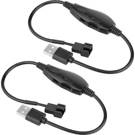 Lot de 2 contrôleurs de vitesse de ventilateur USB 5V à 12V à 4 broches pour ventilateurs de refroidissement de PC (ZI) (1/5)