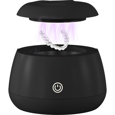 Nettoyeur à Ultrasons Portable Noir Étanche pour Bijoux et Soins Dentaires, Machine de Nettoyage Compacte Cadeau Idéal