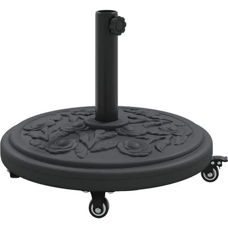 Pied de parasol de style Art déco, noir, 45 cm de diamètre x 39,5 cm de hauteur, en fer. (1/5)