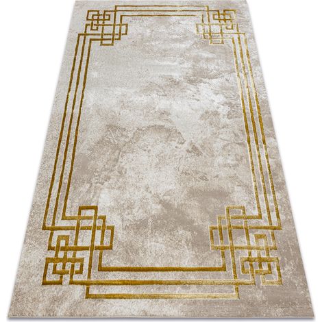 BLISS Z203AZ137 alfombra crema / dorado - Marco, griego, moderna, estructural beige 80x150 cm