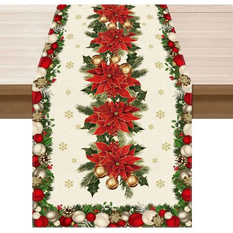 Nappe de Noël Flocon de Neige, 33 x 183 cm - Décoration hivernale pour la table à manger, la cuisine et la maison, décoration festive de Noël pour la salle à manger et les réunions de famille (1/5)