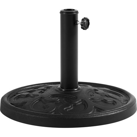 Yaheetech Pied de Parasol 10 kg Socle de Parasol en Résine Ø44,5 cm Porte-parasol Effet Métal Style Vintage Terrasse Piscine Patio Jardin Restaurant Noir (1/5)