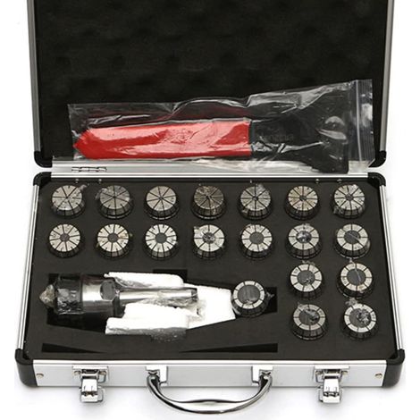 Mandrin à Pince à Ressort 19PC MT2 ER32 M10 et Jeu de Pinces à Ressort ER32 pour Fraiseuse