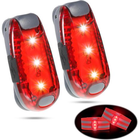 Lampe de sécurité LED, 2 LED rouges clignotantes pour sac à dos USB rechargeable pour enfants, sac à dos pour chiens, alpinistes, coureurs de nuit, avec lumières de remorque à piles et clip (1/5)