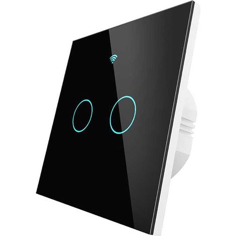 Interruttore Da Scatola 502, Touch Nero, WIFI 2.4G+BLE+RF 433MHz, Bluetooth BLE Mesh, TUYA Smart Life, 220V 10A, 86X86X30mm Per Scatola 502, IP20,Disponibili 1,2,3 Tasti (2 Tasti)
