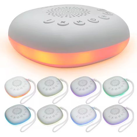 Veilleuse Bébé Musicale Lumineuse Veilleuse avec Machine à Bruit Blanc 20 Sons, Niveaux de Volume Réglable Minuterie 8 Couleurs (1/4)