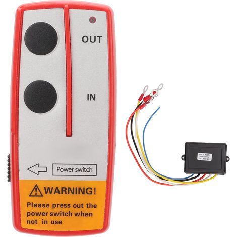 Tbest Kit de Télécommande de Treuil sans Fil Universel, Matériau ABS Haute Résistance, Contrôleur électrique 75 Pieds DC 12V/24V avec Récepteur 434MHZ pour Véhicules Tout-Terrain ATV (Rouge). (1/5)