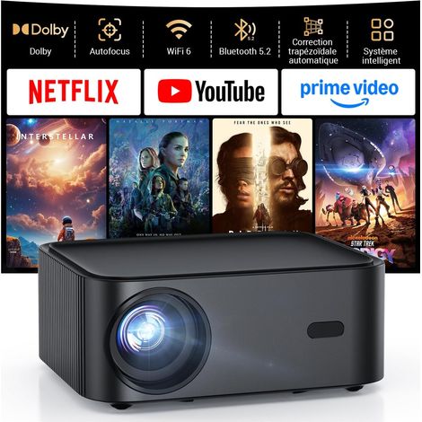H11 4K Projector Compatible with Netflix-App, Video Projector with Built-in Speaker, Mini Projector Compatible with Smartphone/HDMI/TV Stick/USB/PS5 for Home, Bedroom, Outdoor (1/5)