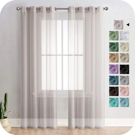 Rideau Voilage 150x250cm à Oeillet Semi-Transparent Décorations d'intérieur de Fenêtre de Salon Moderne Chambre Cuisine Balcon Baie Vitrée Léger, Gris cristal 2 Pièce
