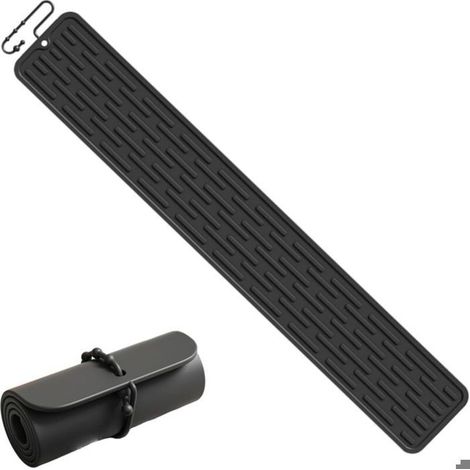 Tapis d'égouttage étroit en silicone pour bar, antidérapant, protège l'évier et l'égouttoir, 55 x 8 cm, noir (1/4)