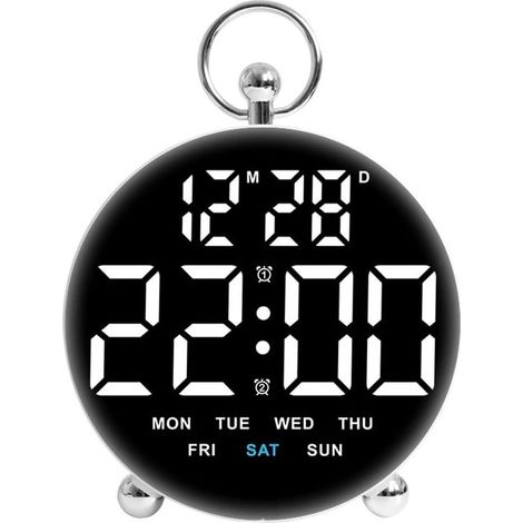 Reloj digital multifuncional activado por voz que muestra la hora, la fecha y la temperatura en una pantalla LED de fácil lectura ideal para usar de noche (blanco). (1/5)