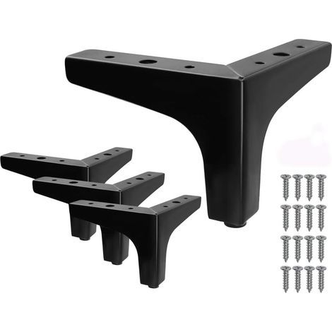 Juego de 4 patas para muebles de 10 cm, estilo moderno, de metal negro mate, triangulares, para mesa, armario, sofá, silla (1/5)