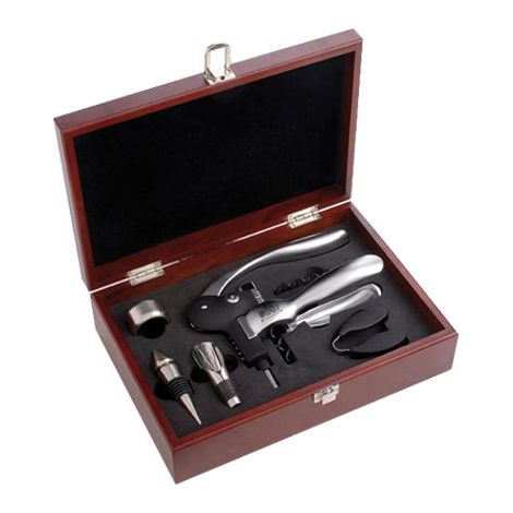 Scatola regalo in legno per accessori da vino - 5 pezzi
