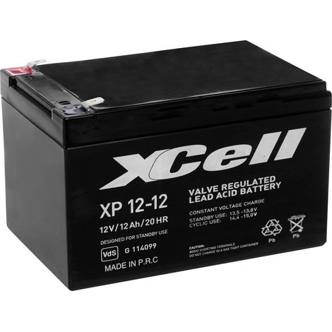 XCELL XP1212 XCEXP1212 BLEIBATTERIE RECHARGEABLE 12V 12AH BLEI-VLIES (AGM) (B X H X T) 151 X 101 X 98MM FLACHPRISE MÂLE 6.35MM W (1/2)