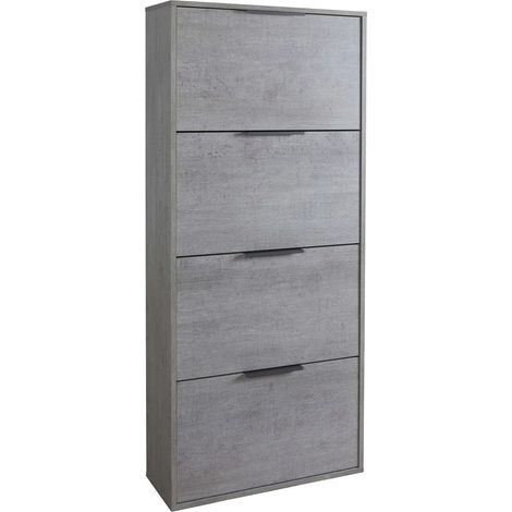 Schuhschrank 4 Fächer Beton 65x25x147