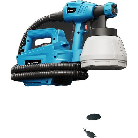 Pistola pulverizadora de pintura, depósito de 1300 ml, 3 boquillas, color azul. (1/2)