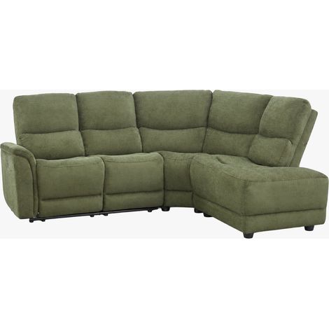 DAVY Canapé d'angle relax électrique en tissu vert - Angle droit (1/5)