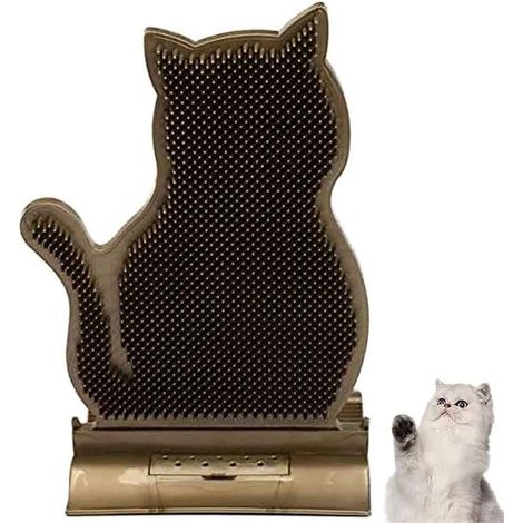 MINKUROW Juguete De Masaje Para Rascar Gatos Con Hierba Gatera, Cepillo De Masaje En Ángulo De Pared Para Gatos, Peine De Aseo, Para Gatos De Pelo Largo Y Corto (Marrón) (1/5)