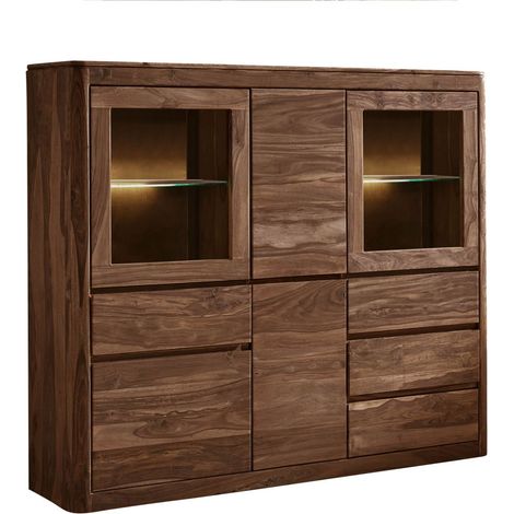 TORONTO 104 Credenza in legno di sheesham - decapato / smoked cherry 166x40x145 (1/3)
