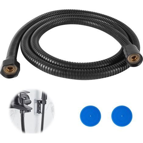 Tuyau de douche en acier inoxydable 1,5 m, noir, tuyau de douche avec double protection anti-torsion, convient à tous les tuyaux de douche universels grâce au raccord standard 1/2", résistant aux plis (1/5)
