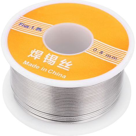 Fil à souder étain 1.8% colophane 100g, diamètre 0.8mm, 63-37, pour fer à souder et travaux d'électronique (1/5)