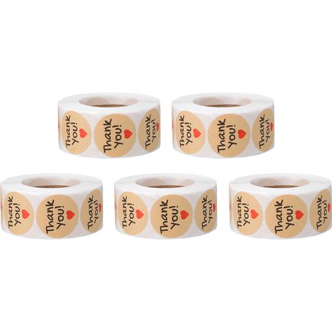 5 rouleaux de 2500 étiquettes autocollantes rondes en papier kraft de 2,5 cm de diamètre, idéales pour les loisirs créatifs, l'emballage de cadeaux et la fermeture d'enveloppes. (1/5)