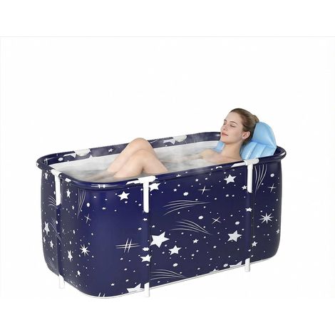 Baignoire portable pliable pour adultes et sur pied avec coussins pour intérieur et extérieur, spa chaud, bain de glace, 115 x 60 x 50 cm (1/5)