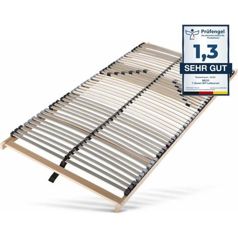 Lattenrost 140x200, 42 Latten, 7 Zonen Lattenrost, Federholzrahmen aus Buche, Kopfteil nicht verstellbar, Made in Germany, Selbstmontage, Traglast 150Kg