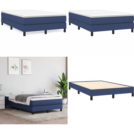 Sommier à lattes de lit avec matelas bleu 120x190 cm tissu - Lit Double - Literie - Chambre À Coucher - Matelas - Sommier Tapissier - Home & Living (1/5)