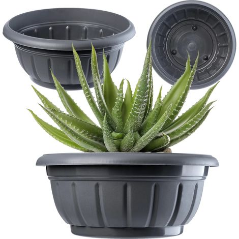 Vase à Fleurs, Diamètre 20 cm, Plastique Durable Résistant aux Intempéries, Base Stable, Bords Arrondis, Convient aux Petits Arbustes (1/5)