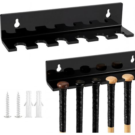 Support mural pour mini-batte de baseball (1 pièce)  présentoir vertical en acrylique noir  convient aux diamètres d'extrémité de 0,7 à 0,8 pouce (env. 18 à 20 mm). (1/5)