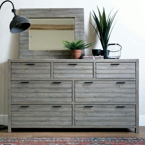 Commode bois recyclé grisé 7 tiroirs SIENNE (1/3)