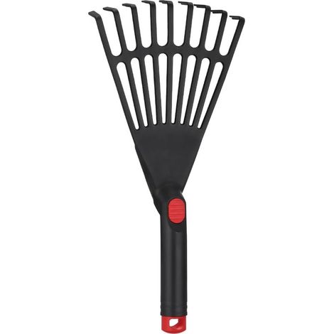Petit râteau de jardin en plastique avec poignée Outil à main pour le jardinage Pour enlever les feuilles des parterres de fleurs Robuste et facile à utiliser (1/5)