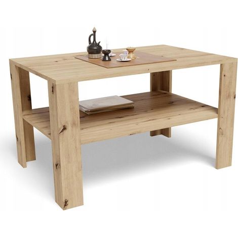 Table Basse EX3 Chêne artisanal - Table de salon Style contemporain - 100 x 68 x 60 cm (1/4)