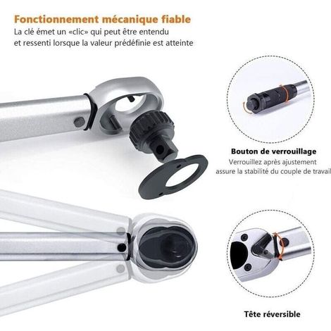Grid Cool – Clé dynamométrique professionnelle 1/2" 28-210Nm – Tête à cliquet réversible – Construction acier durable – Précision +/- 4% (1/5)