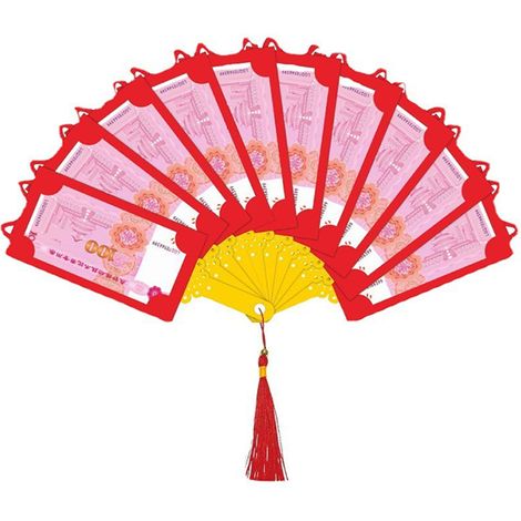 Éventail rouge pliable pour Nouvel An Chinois 2023, enveloppe rouge créative en forme d’éventail pour fête du Printemps (1/5)