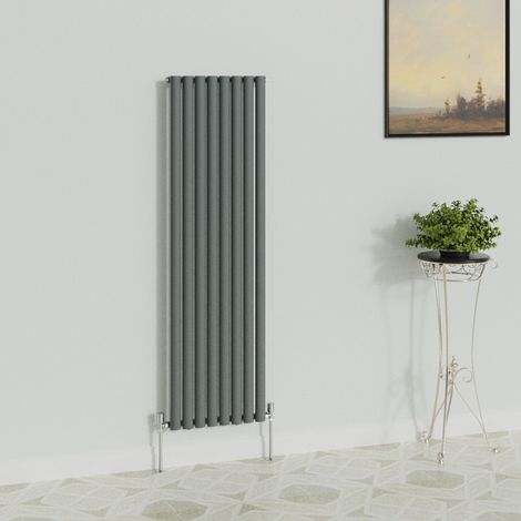 WarmeHaus Vertical Oval Single Anthracite Radiator 1600x472mm (1/5)