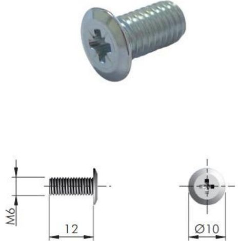 tornillo métrico. zincado brillante. m6. longitud 12mm. cabeza avellanada - italiana ferramenta