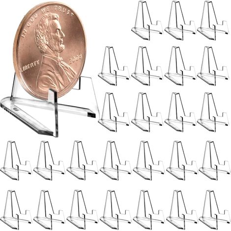 25 Supports de Cartes Acryliques, Mini Chevalets Transparents, pour Afficher Cartes, Médailles, Images, Montres de Poche 56x54x35mm (1/5)