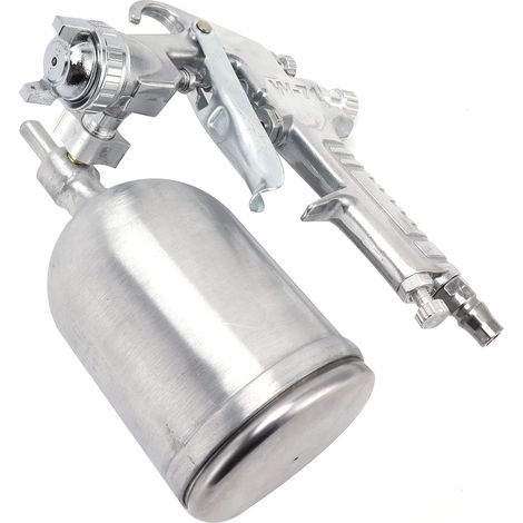 Gravity-fed air spray gun, 200ml aerosol paint capacity, aluminum alloy construction with 1/4" air port, 150psi pressure for decoration. (1/5)