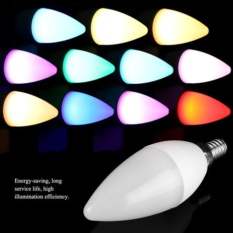 Ampoule LED bougie multicolore 3W AC85-265V avec télécommande (E12RGB + blanc chaud) (1/5)