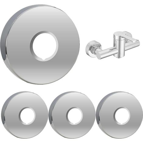 4 Pièces Rosace Robinet, Rosace Mitigeur Douche Acier Inoxydable (3/4) Ø 27 mm x Ø 80 mm x hauteur 25 mm, Garniture Pour Robinet De Douche Muraux (80x25mm Argent) (1/5)