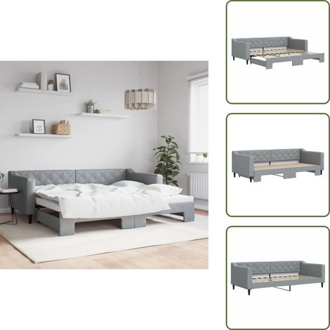 The Living Store Tagesbett Ausziehbar Hellgrau 90x200 cm Stoff - Sofa-Bett (1/5)