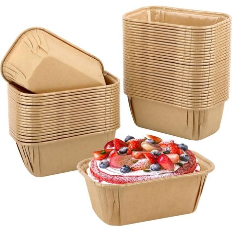 50 moules à mini-gâteaux réutilisables en plastique antiadhésif, forme rectangulaire, idéaux pour gâteaux individuels, petits pains et desserts miniatures (1/5)