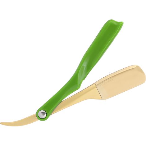 Porte-lame de rasoir pliable pour homme, outil de rasage manuel pour barbe (tête dorée), vert (1/5)